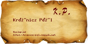 Kránicz Pál névjegykártya